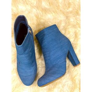 Denim booties